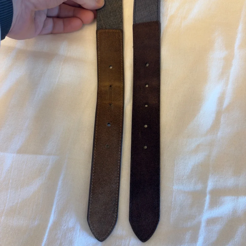 The‎ Tie Bar Mens Belt Lot 2 Suede Leather Wool Fabric Trim Grey Navy Size Small
